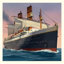 The last days of the titanic , Animation printed poster , Artwork by James Gilleard, cinematic composition, trending