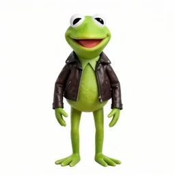 portrait of an isolated female kermit the frog wearing a leather jacked, zeronis style, full view, masked transparent flat background, popular on artstation, artstationhd, artstationhq 8 k, volumetric lighting, super focused, no blur, trending on artstation, ultra detailed, by artgerm and james gurney, greg rutkowski