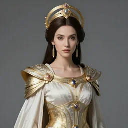 semi - realism portrait of the powerful empress of the solar system in the style of charlie bowater and in the style of donato giancola. glowing, ornate and intricate linework, sharp focus, depth of field, stunning, dynamic lighting, ultrafine and hyperdetailed.