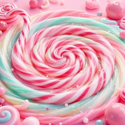 a swirling candy cane land, candy land, fun, sweets, pastel, layered, 3 d, realistic