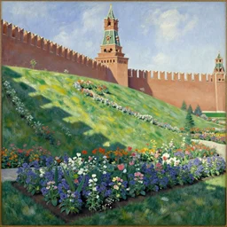 kremlin flower garden on hills by henri rousseau masterpiece shadows and highlights mucha beksinski