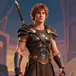 aaron taylor johnson as ares by ralph horsley, rossdraws, matte painting, stylized background, cinematic lighting, maya, pixar, unreal engine, artstation