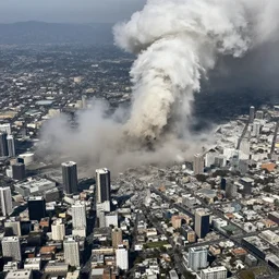 aerial footage of los angeles after huge earthquake and tsunami