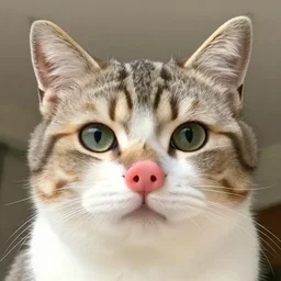 cute cat with a pig nose and wolf ears