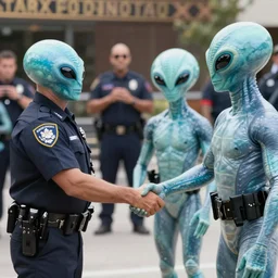 federal agents shaking hands with aliens
