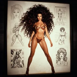 movie frame still from live action adaptation of barbarella character sheet turnaround, directed by steven spielberg, 8 k, vhs glitch, ultra wide angle, high contrast, zenith view, greg rutkowski, intrincate, highly detailed, ilm, oscar winning photography, dramatic lighting, greg nicotero, beautiful image