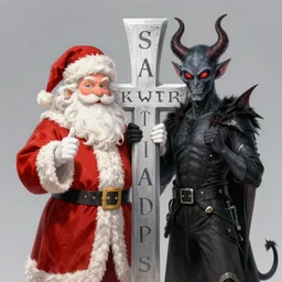 a cross between santa claus and satan by randy bishop