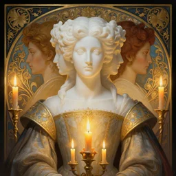 symmetry portrait of poly styrene, fantasy, renaissance wear, glowing candles intricate, elegant, highly detailed, digital painting, artstation, concept art, smooth, sharp focus, illustration, art by artgerm and greg rutkowski and alphonse mucha