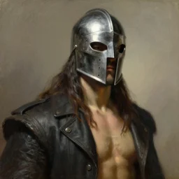 Juggernaut from the X-Men with his helmet on by William Adolphe Bouguereau