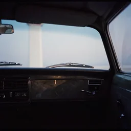 1 9 7 0 s car inside a marble temple, film photo, soft lighting album cover, nostalgia, gradient, light reflection