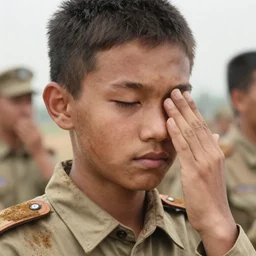 “His hand was over his eyes. He looked like a failed soldier. Dirt seemed so worked into him that the lines of his face were like writing.”