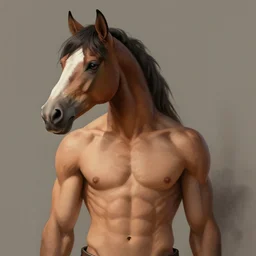 A horse with a male human torso, epic dungeons and dragons character design, portrait
