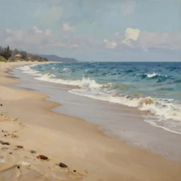 a beach, cinematic lighting, detailed oil painting, hyperrealistic, 8k