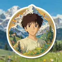 victo ngai cute swiss alp peaks sticker decal design, highly detailed, high quality, digital painting, by ross tran and studio ghibli and alphonse mucha, artgerm