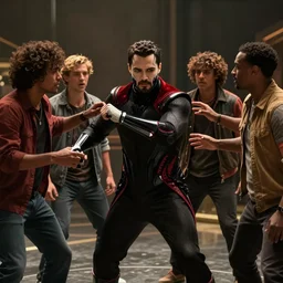 The scene in Morbius where Dr. Michael Morbius (Jared Leto) morbs all over those guys, shot on Kodak Vision 200T, 8k, cinematography, composition, beautiful lighting