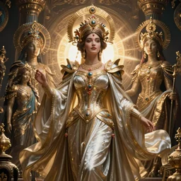 queen of the sea and her regalia, by Annie Swynnerton and Nicholas Roerich and jean delville, dramatic cinematic lighting , ornate headdress , flowing robes, lost civilizations, smooth, sharp focus, extremely detailed