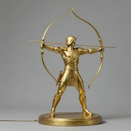 An epic fantastic realism comic book style painting of a bronze archery sculpture from the future by Stanislaw Szukalski, gilded colorful marbled paper background, winged archer, perfect shiny iridescent silver spheres, fisheye lens, unreal 5, DAZ, hyperrealistic, octane render, dynamic lighting