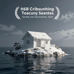 a single house on an island in the sea, ultra realistic digital art