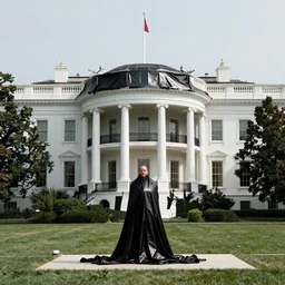 christo and Jean Claude wrap the Whitehouse in black metallic fabric