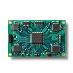turquoise circuit board, photorealistic, isolated on a pure white background, centered, entire object in frame, sharp focus, soft studio lighting