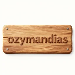 an elaborate wooden sign that reads ozymandias