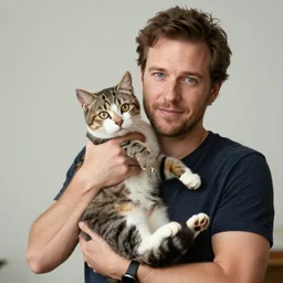 Mark Fischbach holding a kitty, photo