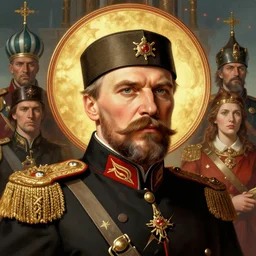 joseph stalin as holy emperor of mother russia, colourised, face portrait, epic, military art, fantasy, dieselpunk, hd shot, digital portrait, beautiful, artstation, comic style, by artgerm, guy denning, jakub rozalski, magali villeneuve and charlie bowater
