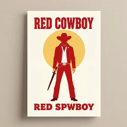 a beautiful, minimalist poster for a 1 9 6 0 s spaghetti western called red cowboy