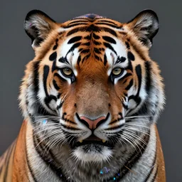 portrait of a tiger as a cyborg. intricate abstract. intricate artwork. by tooth wu, wlop, beeple, dan mumford. octane render, trending on artstation, greg rutkowski very coherent symmetrical artwork. cinematic, hyper realism, high detail, octane render, 8 k, iridescent accents