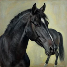 a black horse portrait in picasso style