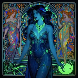 psychedelic acid trip, blacklight reactive, [[[[sexy]]]], fantasy, intricate, elegant, highly detailed, digital painting, artstation, concept art, matte, sharp focus, illustration, art by Artgerm and Greg Rutkowski and Alphonse Mucha