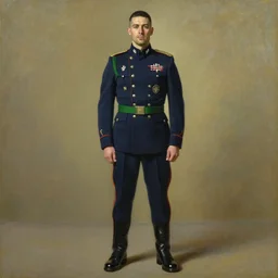 full body portrait of the dictator of the nba utah jazz, 1 8 8 9, in full military garb, navy, green, oil on canvas by william sidney mount, trending on artstation