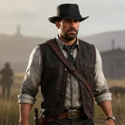 a screenshot of vin diesel in red dead redemption 2 as arthur morgan