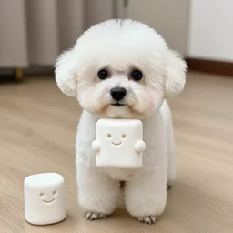 bichon frise as the stay puft marshmallow man