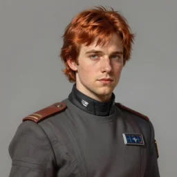 portrait of a man by greg rutkowski, he resembles anakin and han, copper messy hair, attractive, star wars expanded universe, he is about 3 0 years old, elegant, wearing starfighter pilot uniform, highly detailed portrait, digital painting, artstation, concept art, smooth, sharp foccus ilustration, artstation hq