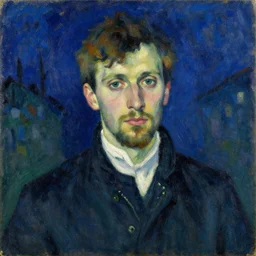 aristocrat portrait, night, denis sarazhin, vrubel, oil on canvas