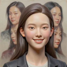 3 d, close - up, smiling fashion model, plastic, stone, poster art, intricate oil painting, high detail, figurative art, multiple exposure, poster art, 3 d, by stanley kubrick and tooth wu and wlop and beeple