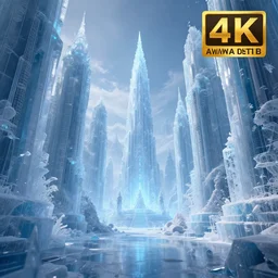 inside an ethereal ice city, highly detailed, 4 k, hdr, award - winning, octane render, artstation