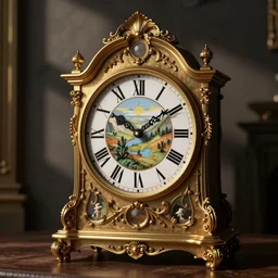 Baroque clock, unreal engine, octane render