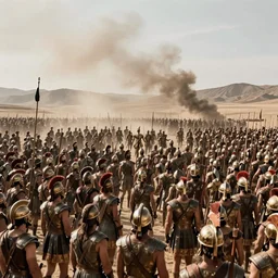 by Adrian Smith style, three hundred warriors of Sparta, wide view, deep depth of field, denoise