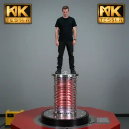 man standing on tesla coil, photo, detailed, 4 k