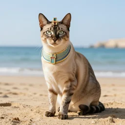 egyptian cat at the beach, professional photo