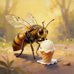 killer insect invades the school, it's looking for ice cream, oil painting golden hour masterpiece