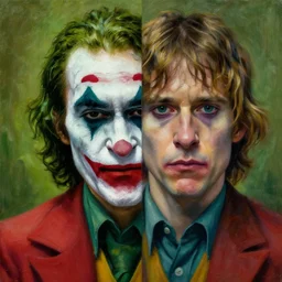 oil painting portrait of mark hamill. half face joker, half face luke skywalker. artgerm, artstation, highly detailed, portrait
