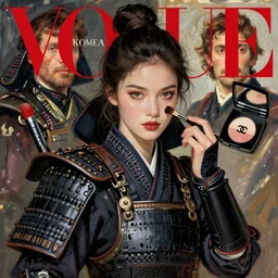 samurai, digital concept art illustration by artgerm, vogue korea women's fashion beauty celebrity magazine, chanel makeup, john singer sargent impressionist oil on canvas portrait painting, trending on artstation, intricate