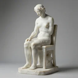 a sculpture of a person sitting on top of a chair, a marble sculpture by nicola samori, behance, neo - expressionism, marble sculpture, apocalypse art, made of mist 1 2 3 5 0