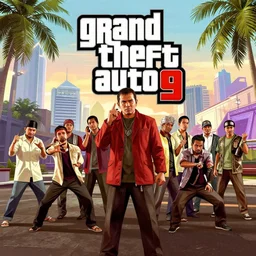 a cover of new game called grand theft auto 9 with set place in jakarta,with javanese gangster versus islamic defender gangster theme