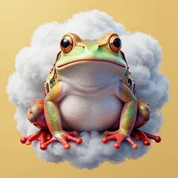 a giant fluffy cloud morphing into a light great and red frog, coherent design, symmetrical, concept art, vivid color, complementary color, golden ratio, detailed, sharp lines, intricate, rainbowshift, by mc escher, by sahm, octane render