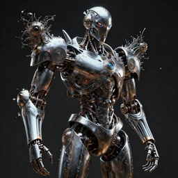 robot made of fractals by igor goryunov. Chrome surfaces. Darkscifi inspired by giger. Hyperdetailed maximalist intricate omnious. Houdini3d. rending on artstation | Rendered in Cinema4D | 8K 3D | CGSociety | ZBrush | volumetric light | luminous | mechanic | steampunk | cinematic