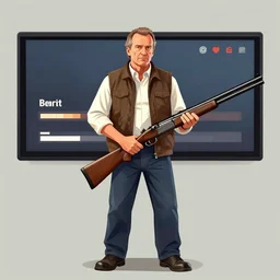 Carl Bildt with a shotgun, GTA V loading screen illustration